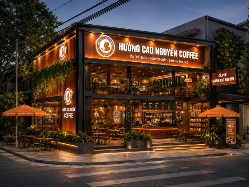 hinh mo phong mo hinh quan cafe 50m2 150m2 huong cao nguyen coffee 06