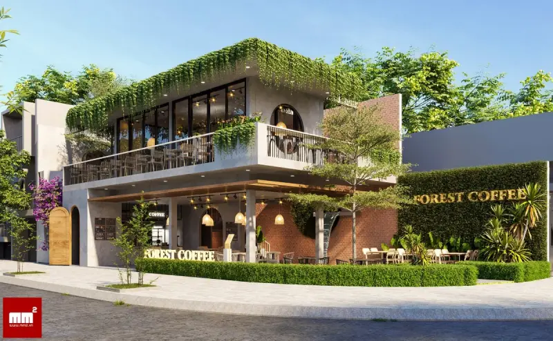 Mô hình quán cafe 2 tầng phong cách Hàn Quốc (Minimalist Chic)