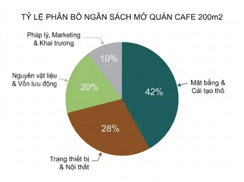 Tỷ trọng phân bổ ngân sách tiêu chuẩn cho diện tích 200m2 Tỷ trọng phân bổ ngân sách tiêu chuẩn cho diện tích 200m2