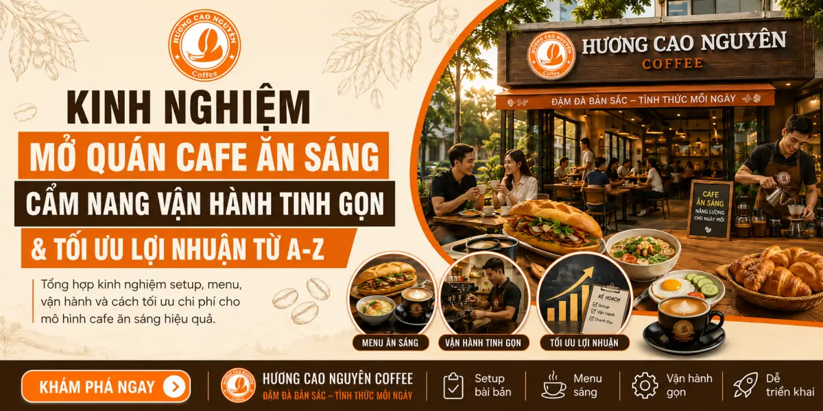 Kinh Nghiệm Mở Quán Cafe Ăn Sáng: Cẩm Nang Vận Hành Tinh Gọn & Tối Ưu Lợi Nhuận Từ A-Z