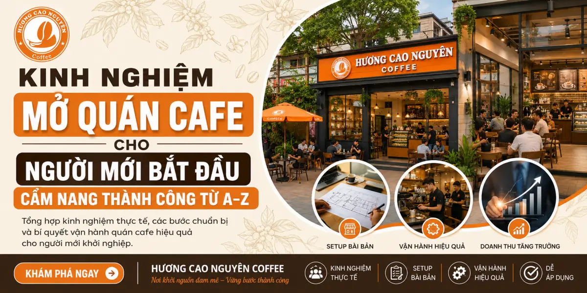 Kinh Nghiệm Mở Quán Cafe Cho Người Mới Bắt Đầu: Cẩm Nang Thành Công Từ A–Z
